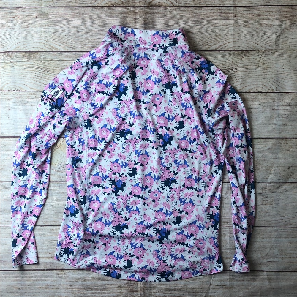 Puma Pink and Blue Floral Long Sleeve Quarter Zip Top - Picture 5 of 8